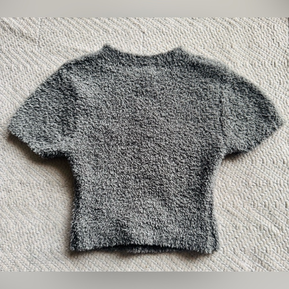 SKIMS Cozy Knit Teddy Crop Top Short Sleeve Gray Size XXS/XS - Picture 2 of 9